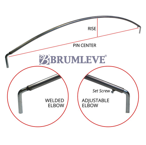 Brumleve Heavy Duty Steel Tarp Bow with Elbows - 90-96 inch Pin Center x 8 inch Rise **